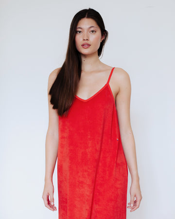 Josie Terry Towelling Dress Red